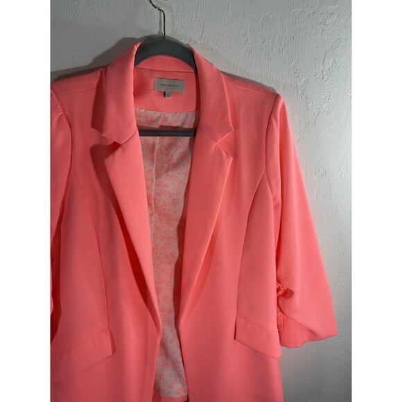 Skies Are Blue Vivid Peachy Orange Medium Lined Open Woman’s Coquette Blazer - Picture 3 of 12
